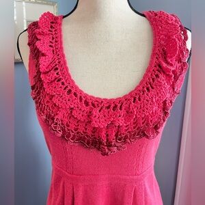 Nanette Lenore pink knit crochet summer dress in size large